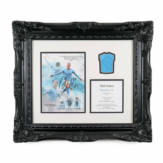 Manchester City - Phil Foden Treble SWATCH-IT - Swept Frame - Signed