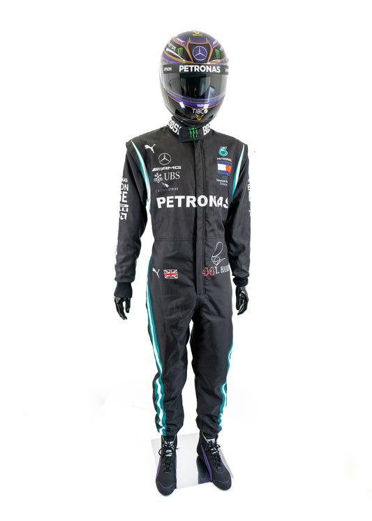 Lewis Hamilton Signed Mercedes AMG F1 Team Replica Racing Suit Complete Outfit