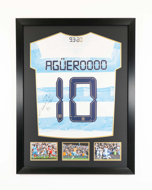 Sergio Agüero Signed Limited Edition 93:20 Manchester City Shirt Bespoke Framed