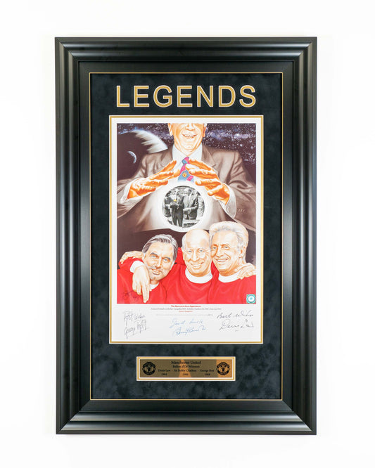 'THE SORCERER'S THREE APPRENTICES' Manchester Legends United Bespoke Framed Display - Signed