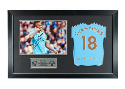 Gabriel Jesus Signed Photo Manchester City Champions Display